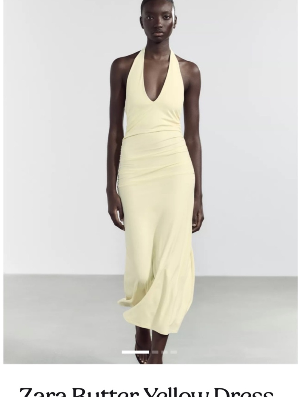 Zara Pale Yellow Halter Maxi Dress